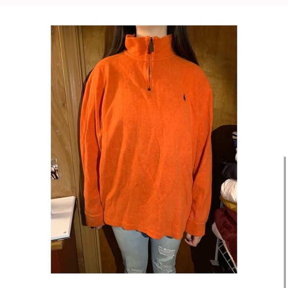 orange polo sweatshirt